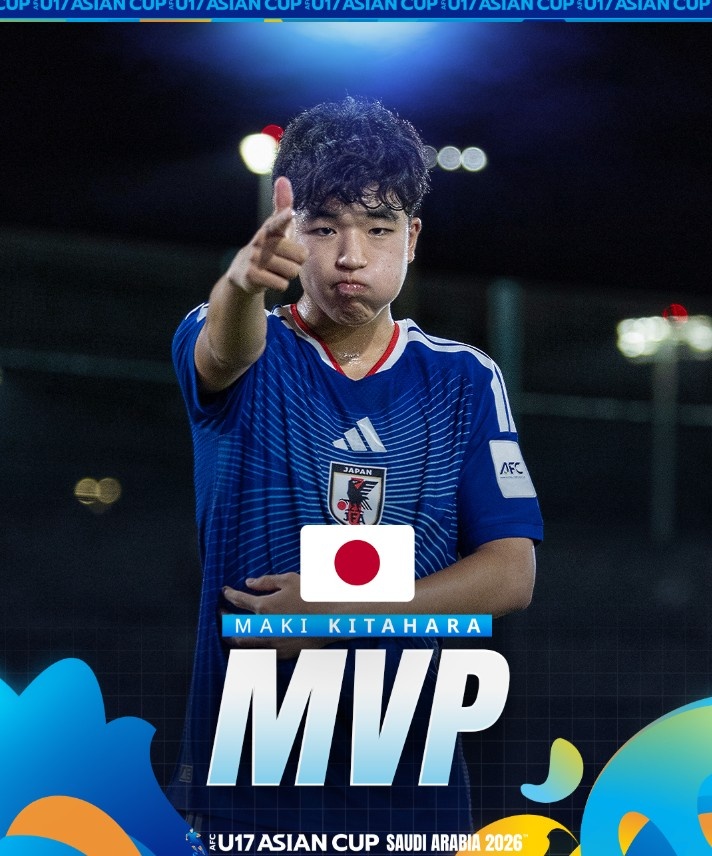 北原槙包攬U17亞洲杯金靴+MVP，兩戰(zhàn)中國均破門